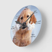 Dog Time Wall Clock Golden puppy Ronde Klok (Hoek)