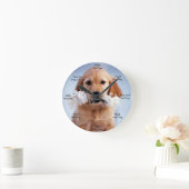 Dog Time Wall Clock Golden puppy Ronde Klok (Huis)