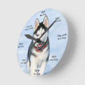 Dog Time Wall Clock Husky Ronde Klok (Hoek)