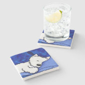 Dog Tired Westie Stone Onderzetter (Zijkant)