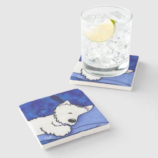 Dog Tired Westie Stone Onderzetter (Zijkant)