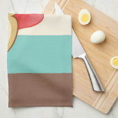 Dog Tongue, neus op  Retro Blue crème Brown Theedoek (Quarter Fold)