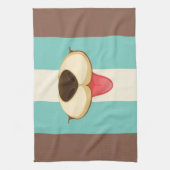 Dog Tongue, neus op  Retro Blue crème Brown Theedoek (Verticaal)