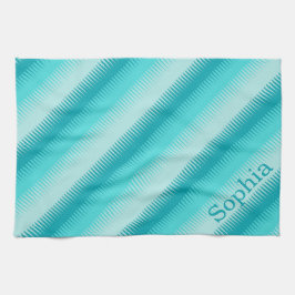 Dog tooth aqua blauwgroen blauw groen patroon aang theedoek