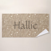 Dog Towel - Brown Botanical, Personalized Badhanddoek (Badhanddoek)