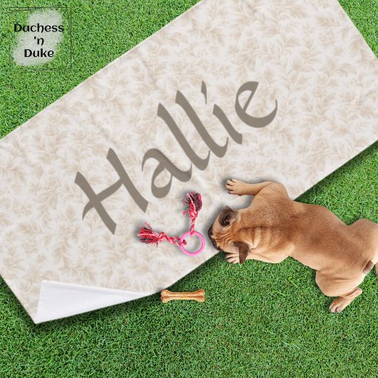 Dog Towel - Ivory Botanical, Personalized  Badhanddoek