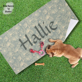 Dog Towel - Sage Green Botanical, Personalized  Badhanddoek