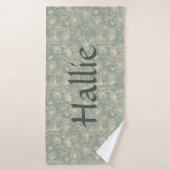 Dog Towel - Sage Green Botanical, Personalized  Badhanddoek (Badhanddoek)