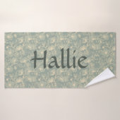 Dog Towel - Sage Green Botanical, Personalized  Badhanddoek (Badhanddoek)