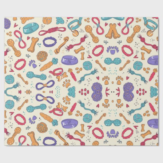 Dog Toys Pattern Pet behandelt Pettern Holiday Cadeaupapier (Vlak)
