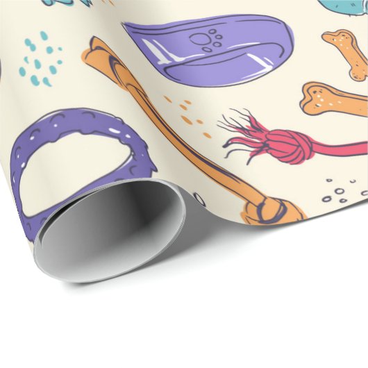 Dog Toys Pattern Pet behandelt Pettern Holiday Cadeaupapier (Rol Hoek)