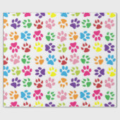 Dog Trails, puppy paws, Traces - rood blauw groen Cadeaupapier (Vlak)