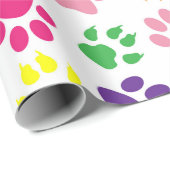 Dog Trails, puppy paws, Traces - rood blauw groen Cadeaupapier (Rol Hoek)