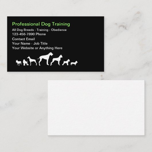 Dog Trainer And Obedience Theme Business Cards Visitekaartje (Voorkant / Achterkant)