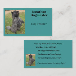 Dog Trainer Aqua Blue Blauwgroen Photo Minimal Visitekaartje