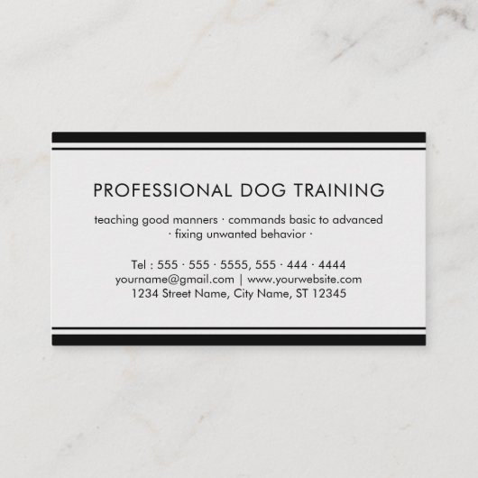 Dog Trainer Black German Shepherd Visitekaartje (Achterkant)