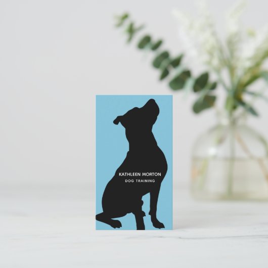 Dog Trainer Black Silhouette Visitekaartje (Staand voorkant)