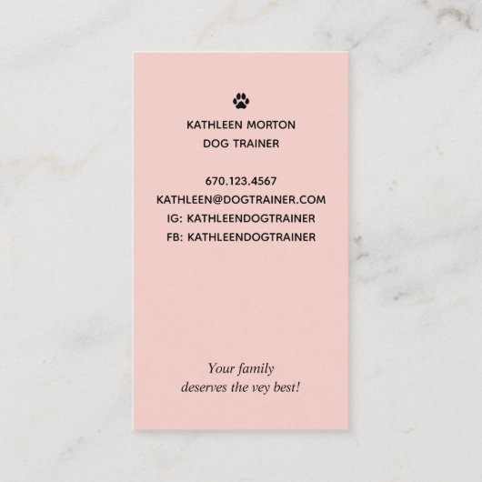 Dog Trainer Black Silhouette Visitekaartje (Achterkant)
