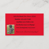Dog Trainer Bright Red Minimale foto Visitekaartje (Achterkant)