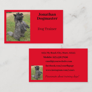 Dog Trainer Bright Red Minimale foto Visitekaartje