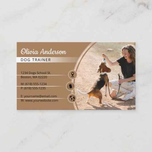 Dog Trainer | Dog Training School Brown Visitekaartje (Voorkant)