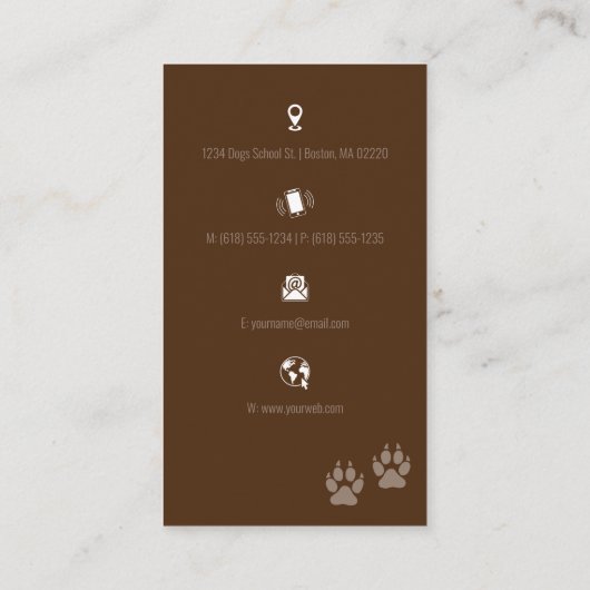 Dog Trainer | Dog Training School Deep Brown Visitekaartje (Achterkant)