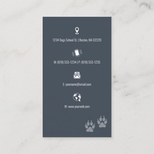 Dog Trainer | Dog Training School Visitekaartje (Achterkant)