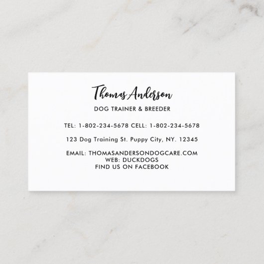 Dog Trainer Labrador Retriever Breeder Puppy Visitekaartje (Achterkant)