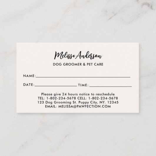 Dog Trainer Labrador Retriever Puppy Pet Sitter Afsprakenkaartje (Achterkant)