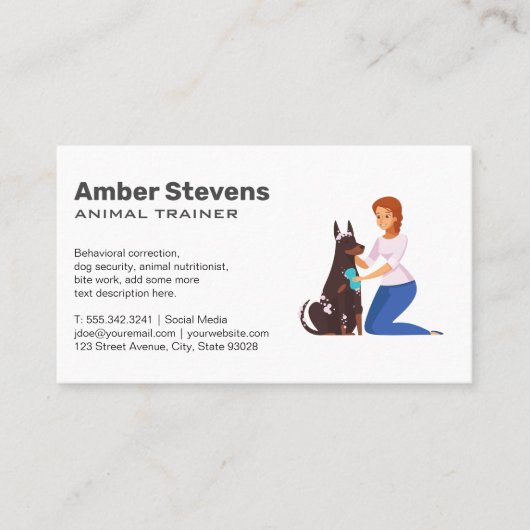 Dog Trainer | Sitter | Woman Cleaning Dog Visitekaartje (Voorkant)