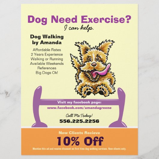 Dog Trainer Training Active Terrier Coupon Ad Flyer (Voorkant)
