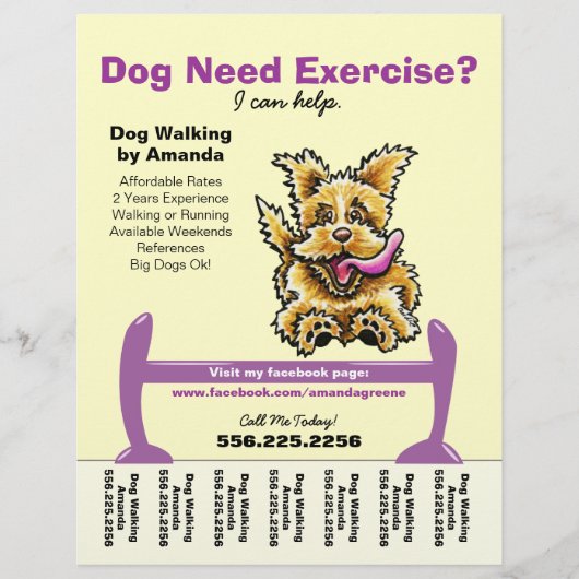 Dog Trainer Training Active Terrier Tear Sheet Flyer (Voorkant)