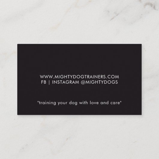Dog Trainer Visitekaartje (Achterkant)