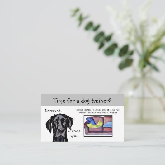 Dog Trainer Whimsical Funny Black Dog Visitekaartje (Staand voorkant)