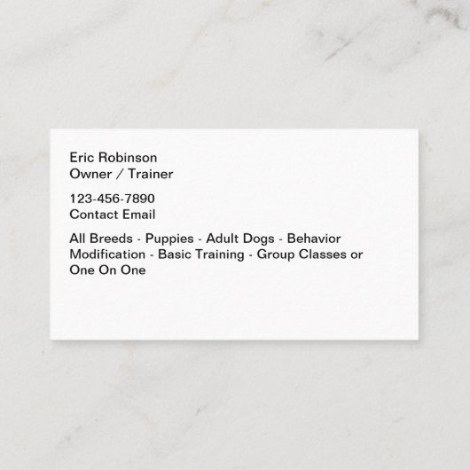 Dog Training Moderne Visitekaartjes (Achterkant)