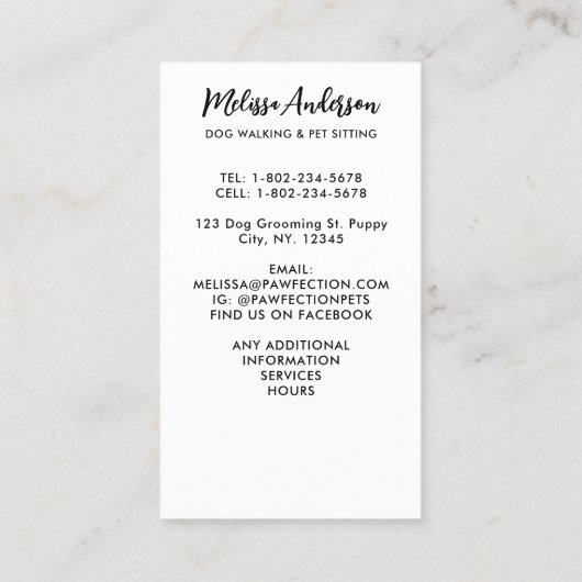 Dog Training Pet Sitter Floral Cute Puppy Labrador Visitekaartje (Achterkant)