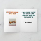 Dog Treat Bedankt voor Laat Ons Verblijf Met U Kaart (Binnen)