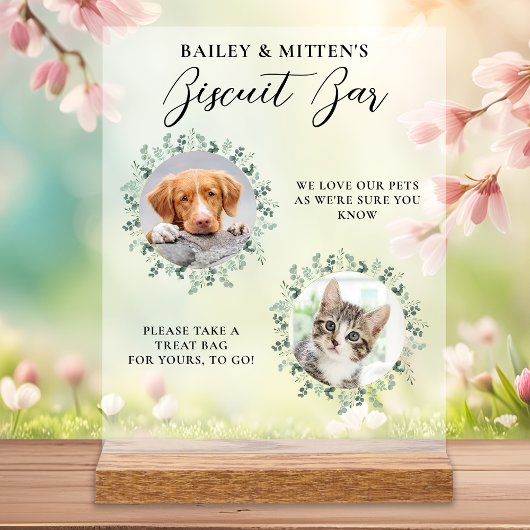Dog Treat Wedding Favor Biscuit Bar Pet Foto Acryl Bord