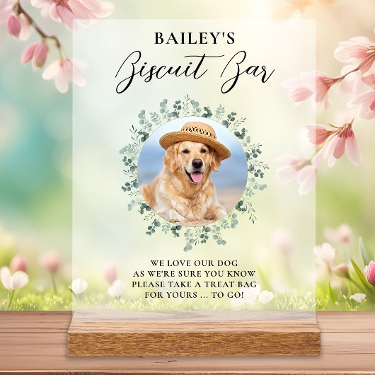 Dog Treat Wedding Favor Pet Photo Biscuit Bar Acryl Bord