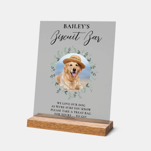Dog Treat Wedding Favor Pet Photo Biscuit Bar Acryl Bord (Hoek)