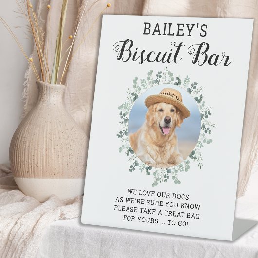 Dog Treat Wedding Favor Pet Photo Biscuit Bar Reclamebord Met Voetstuk