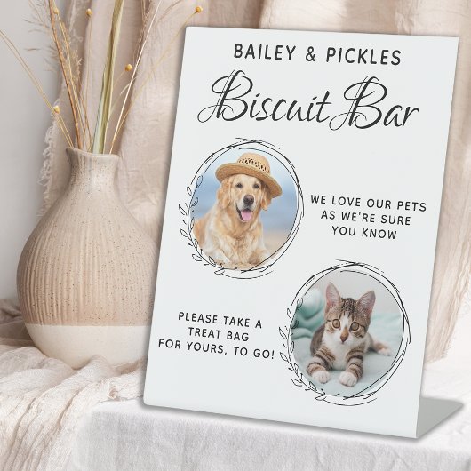 Dog Treat Wedding Favor Pet Photo Biscuit Bar Reclamebord Met Voetstuk
