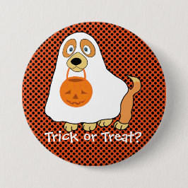 Dog Trick or treat groot, 3-inch ronde Button