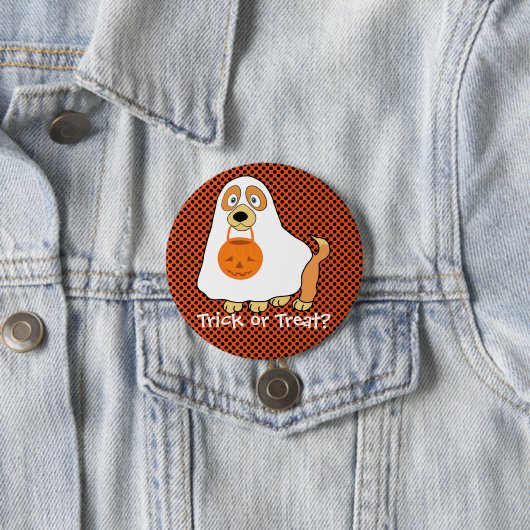 Dog Trick or treat groot, 3-inch ronde Button (In situ)