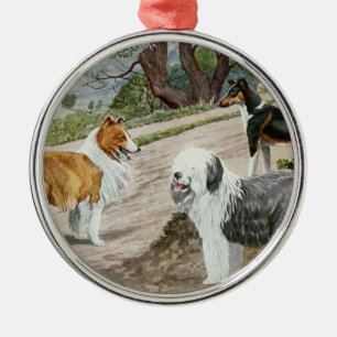 Dog Trio Metalen Ornament