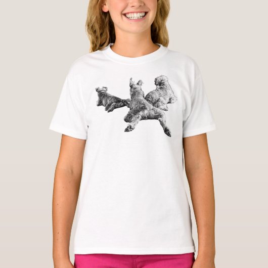 Dog Trio T-Shirt – Realistic Back View (Voorkant)