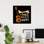 Dog Ukuleles Happy Poster (Thuiskantoor)