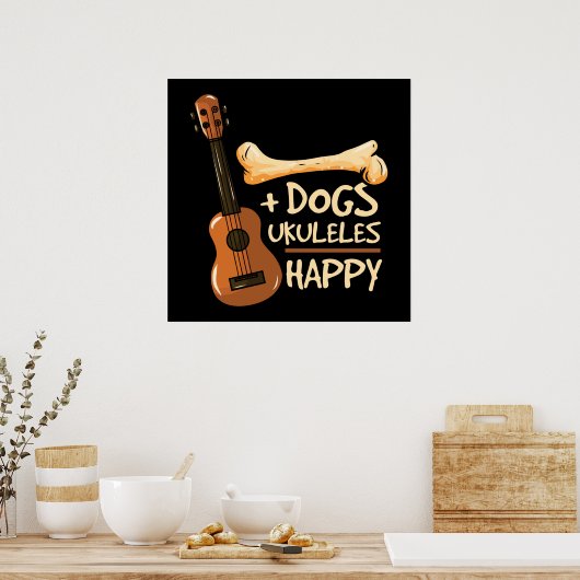 Dog Ukuleles Happy Poster (Keuken)