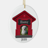 Dog Upload Photo Dog House met kerstmis Keramisch Ornament (Rechts)