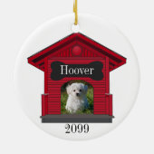 Dog Upload Photo Dog House met kerstmis Keramisch Ornament (Achterkant)